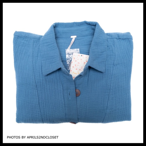 FREE PEOPLE BOHO BUTTON DOWN SHIRT CROP TOP A3C - Picture 6 of 16